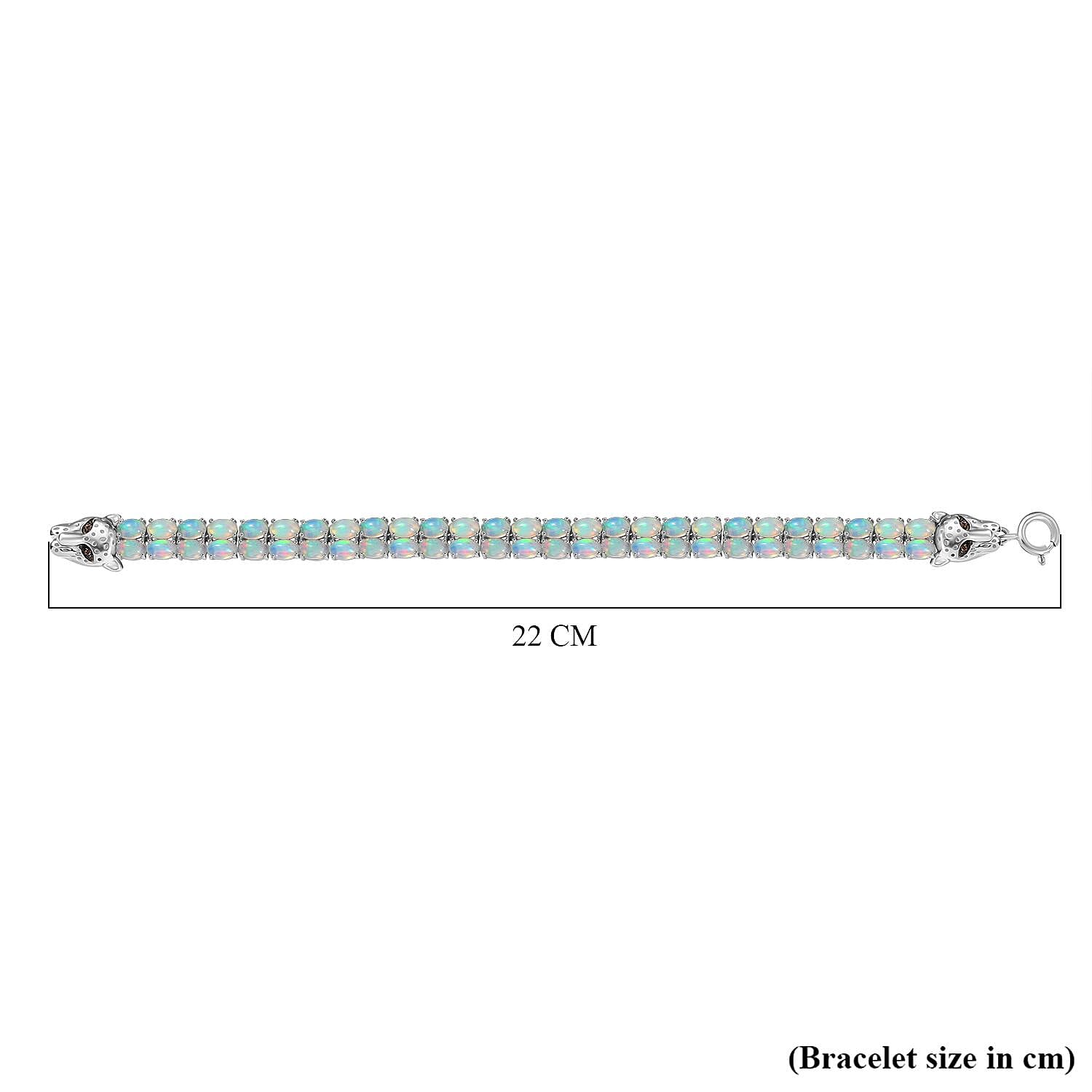 Designer Inspired - Ethiopian Opal &amp; Brown Zircon Cluster Double Panther Bracelet (Size 8) in Rhodium Overlay Sterling Silver 15.92 Ct, Silver Wt. 18.09 Gms. 8184029 6