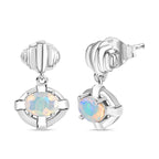 Ethiopian Opal Dangling Moon Night Shadow in Water Earring in Platinum Overlay Sterling Silver 1.03 Ct.