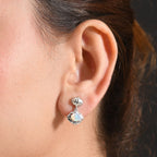 Ethiopian Opal Dangling Moon Night Shadow in Water Earring in Platinum Overlay Sterling Silver 1.03 Ct.