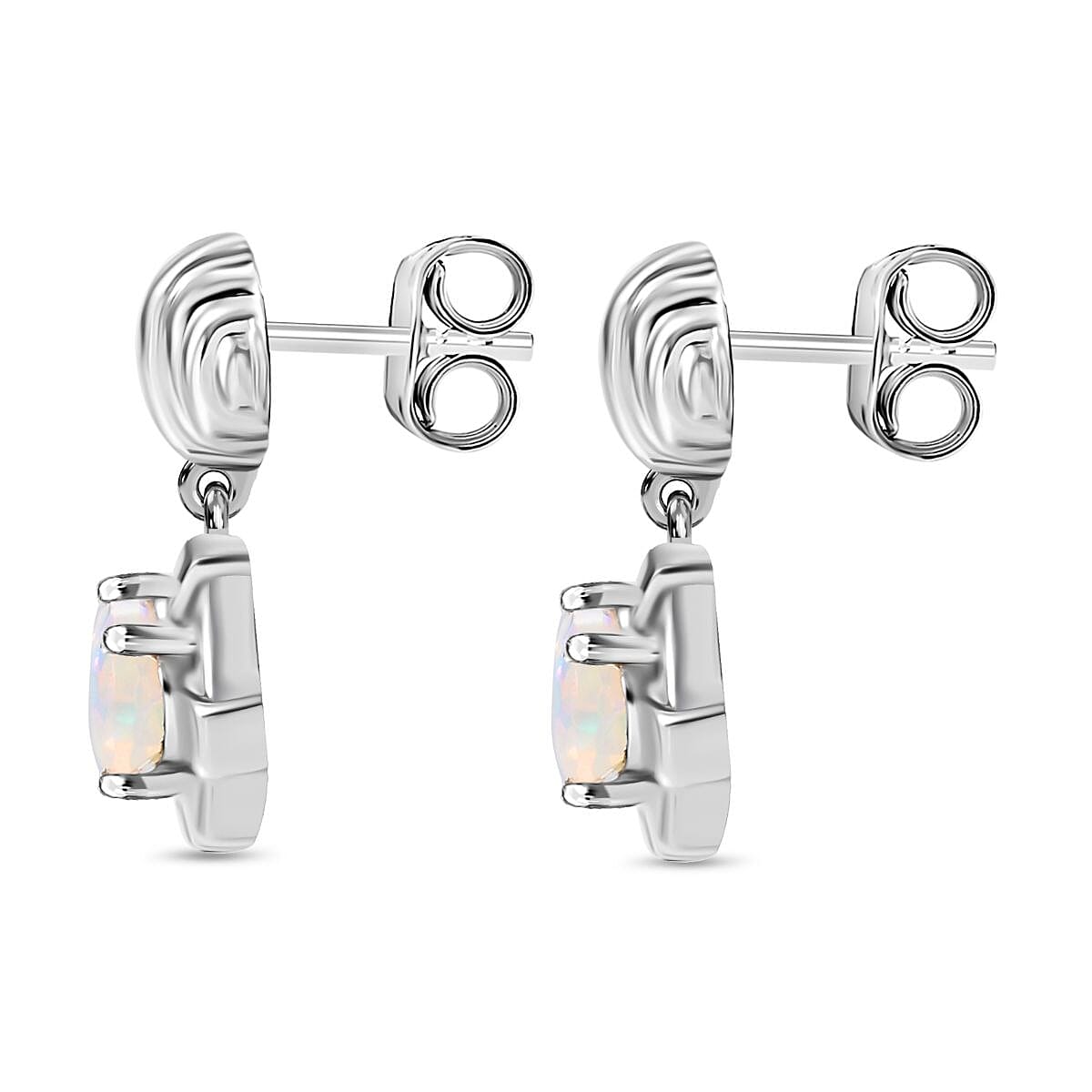 Ethiopian Opal Dangling Moon Night Shadow in Water Earring in Platinum Overlay Sterling Silver 1.03 Ct. 8205339 4