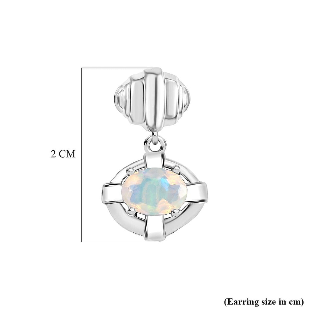 Ethiopian Opal Dangling Moon Night Shadow in Water Earring in Platinum Overlay Sterling Silver 1.03 Ct.