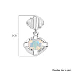 Ethiopian Opal Dangling Moon Night Shadow in Water Earring in Platinum Overlay Sterling Silver 1.03 Ct.