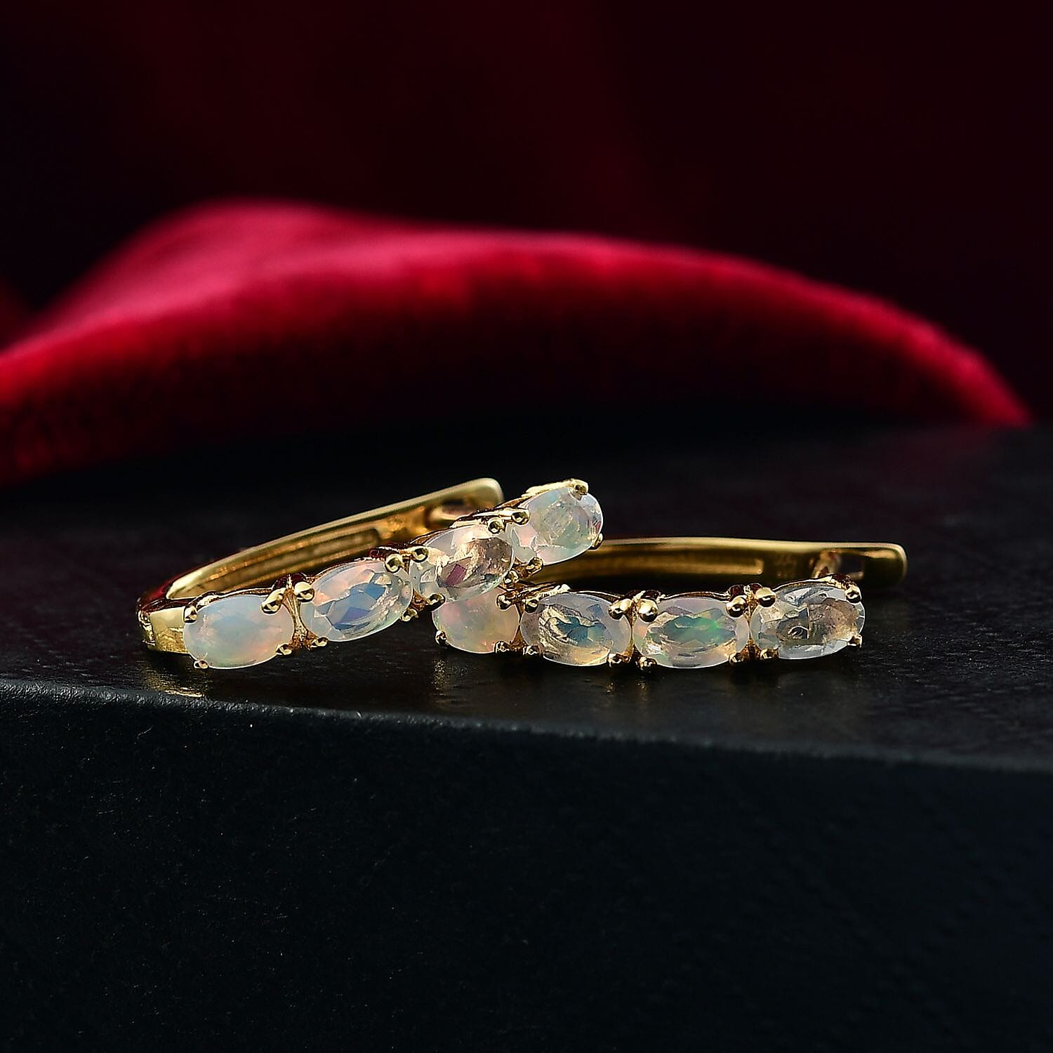 Djoy Ethiopian Opal J Rainbow Ember Hoop Earring Sterling Silver 1.29 Ct. 8224410 2
