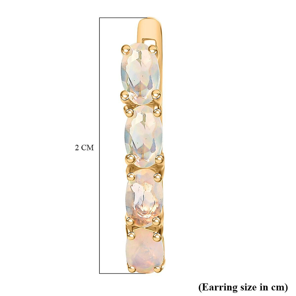 Djoy Ethiopian Opal J Rainbow Ember Hoop Earring Sterling Silver 1.29 Ct.
