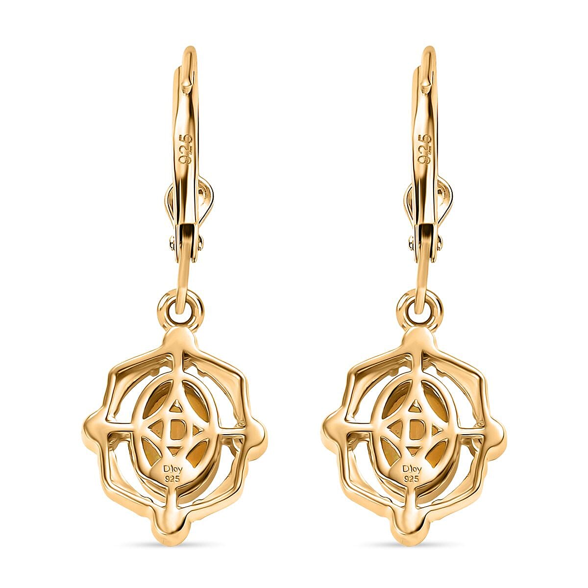 Djoy Ethiopian Opal &amp; Natural Chrome Diopside Lever Back Forest Compass Earring in Yellow Gold Plating Sterling Silver 8224447 5