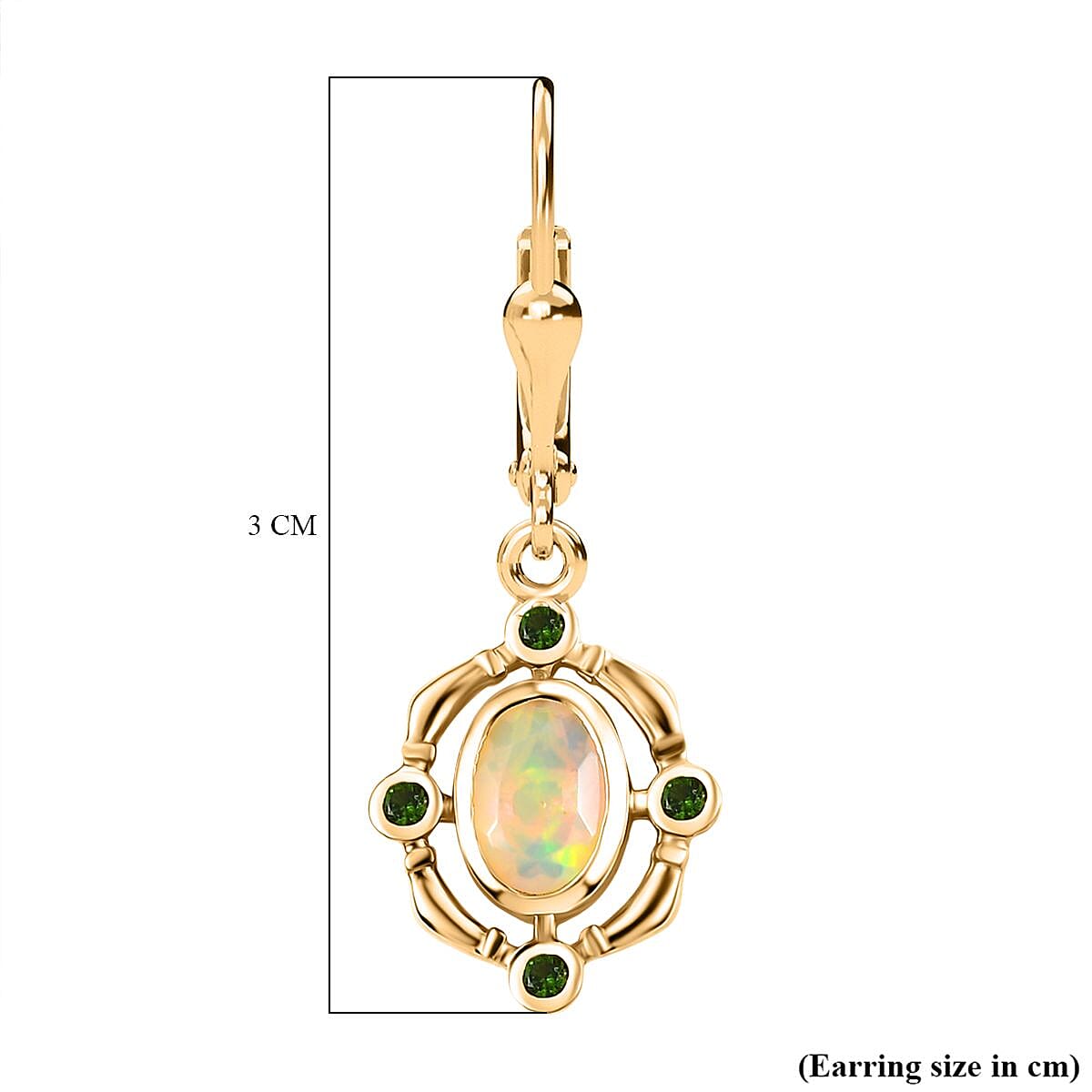 Djoy Ethiopian Opal &amp; Natural Chrome Diopside Lever Back Forest Compass Earring in Yellow Gold Plating Sterling Silver 8224447 6