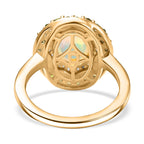D'Joy Ethiopian Opal, Natural Chrome Diopside & White Zircon Ring in 14K Yellow Gold Plated Sterling Silver 2.05 Ct.