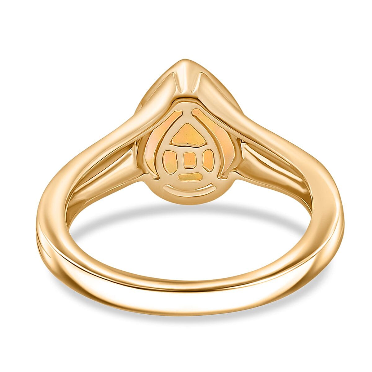 Ethiopian Opal Solitaire Aurora Drop Ring in 18K Yellow Gold Plating Sterling Silver 8203895 5