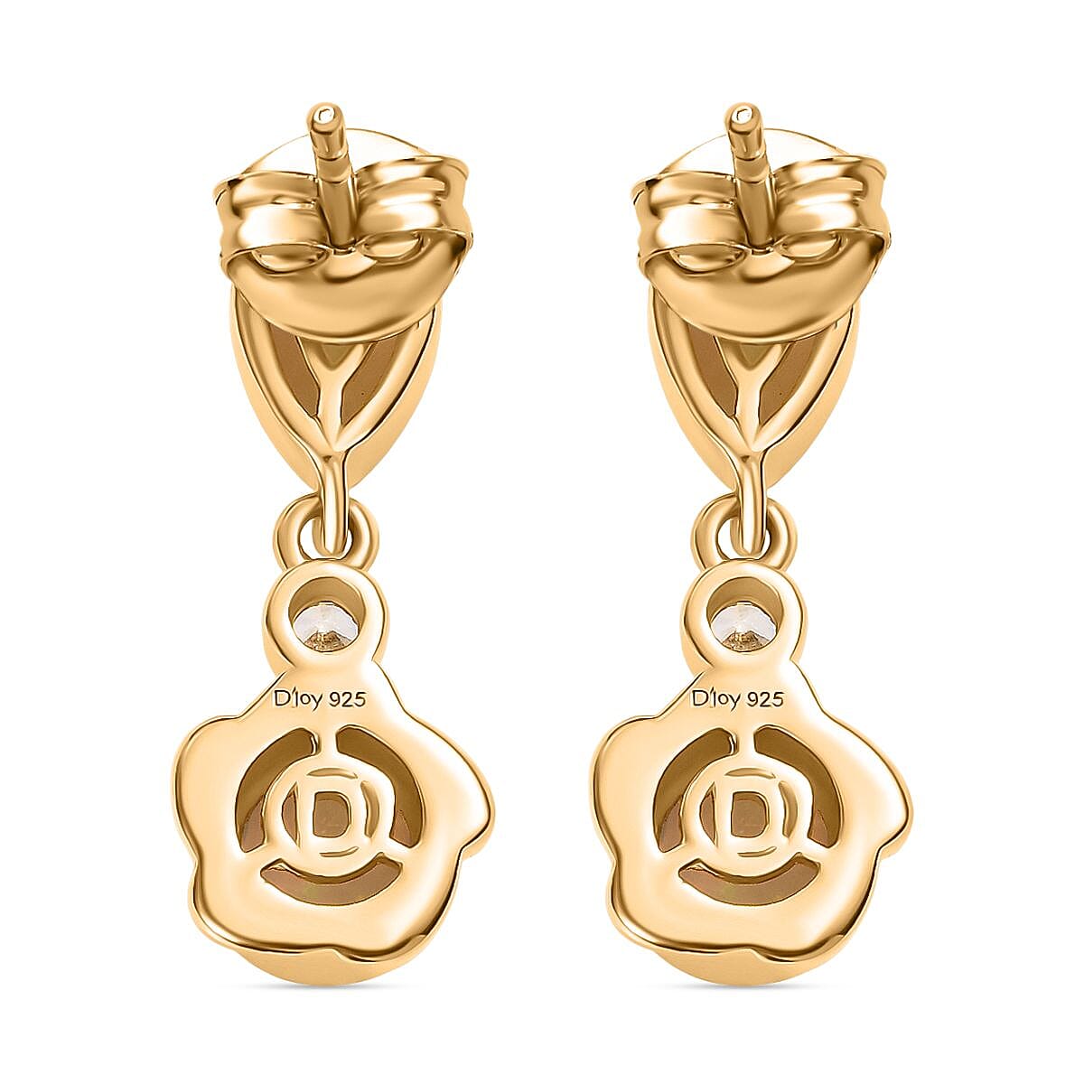 Djoy Ethiopian Opal &amp; White Zircon Dangling Blossom Dew Earring in Yellow Gold Plating Sterling Silver 1.23 Ct. 8224439 5