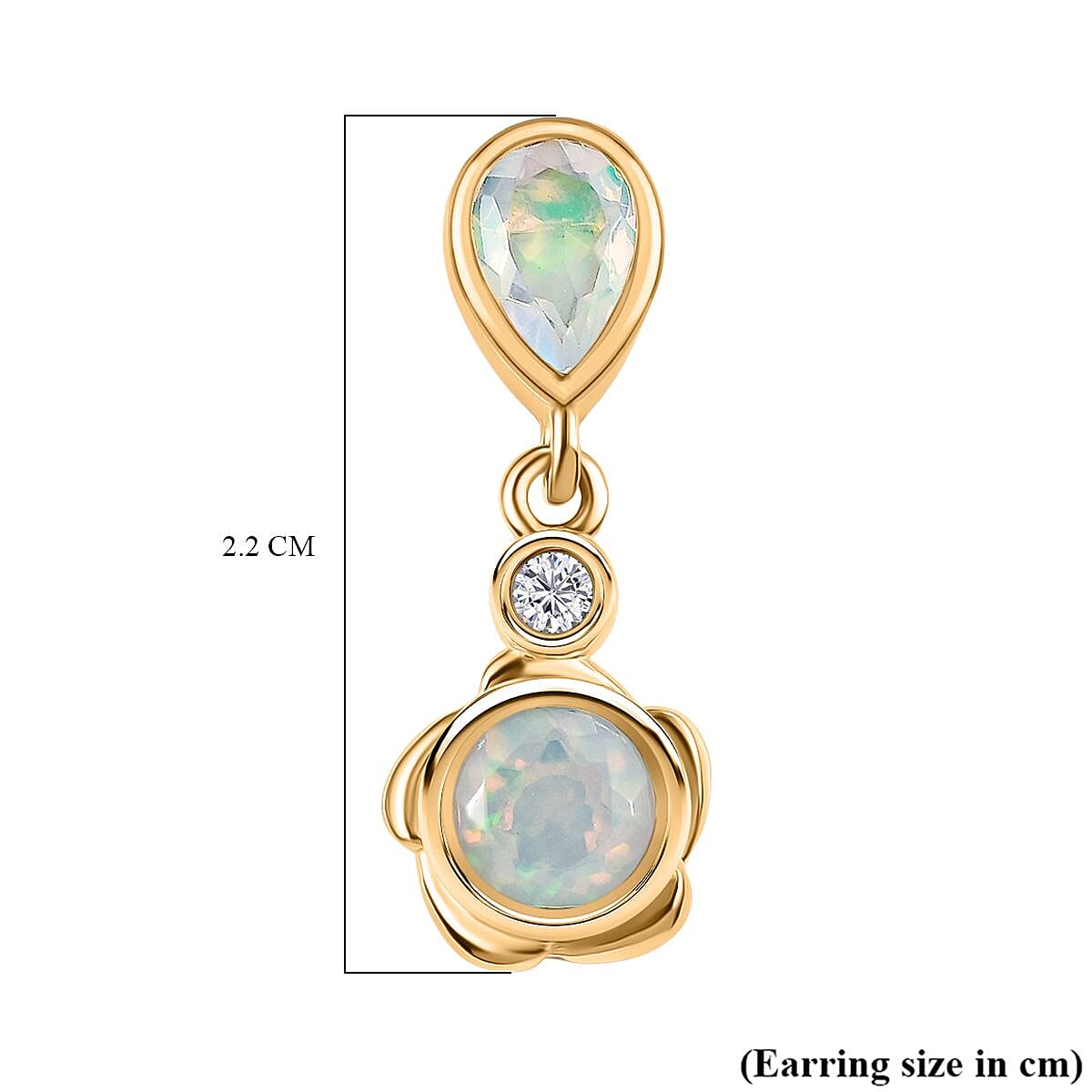 Djoy Ethiopian Opal &amp; White Zircon Dangling Blossom Dew Earring in Yellow Gold Plating Sterling Silver 1.23 Ct. 8224439 6