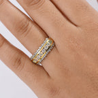 Djoy Ethiopian Opal & White Zircon Rainbow Lineage Ring in Yellow Gold Plating Sterling Silver 1.34 Ct.