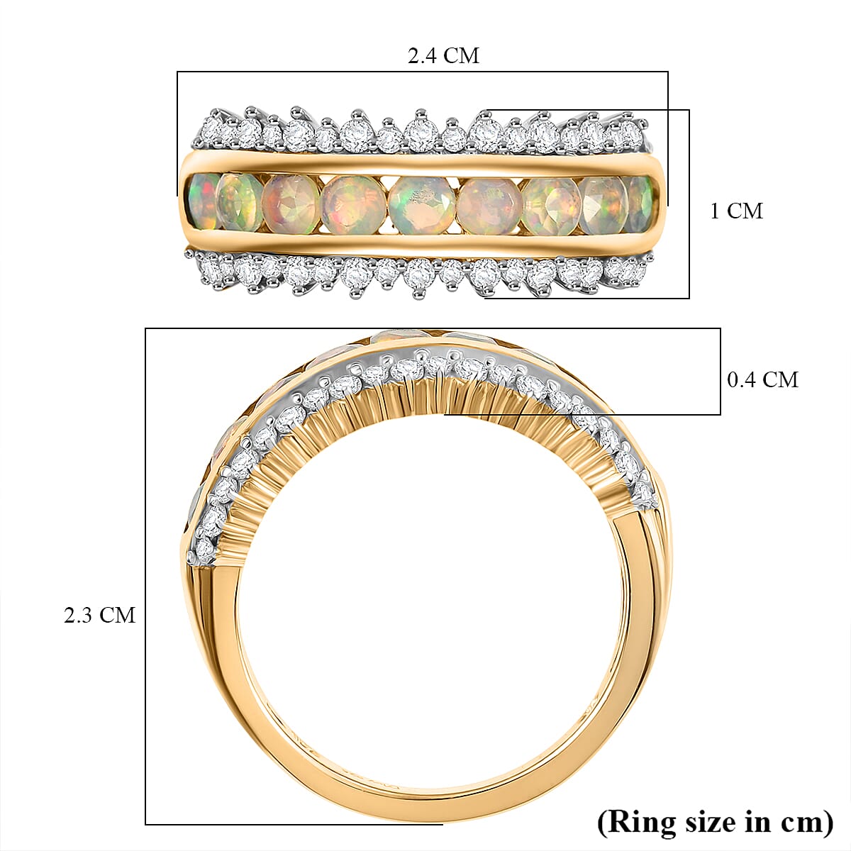 D'joy Ethiopian Opal and White Zircon Rainbow Lineage Ring in Yellow Gold Plating Sterling Silver 1.34 Ct. 8224454 5