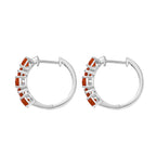 D'joy Fire Opal Full Hoop Earring in Rhodium Overlay Sterling Silver 2.16 Ct.