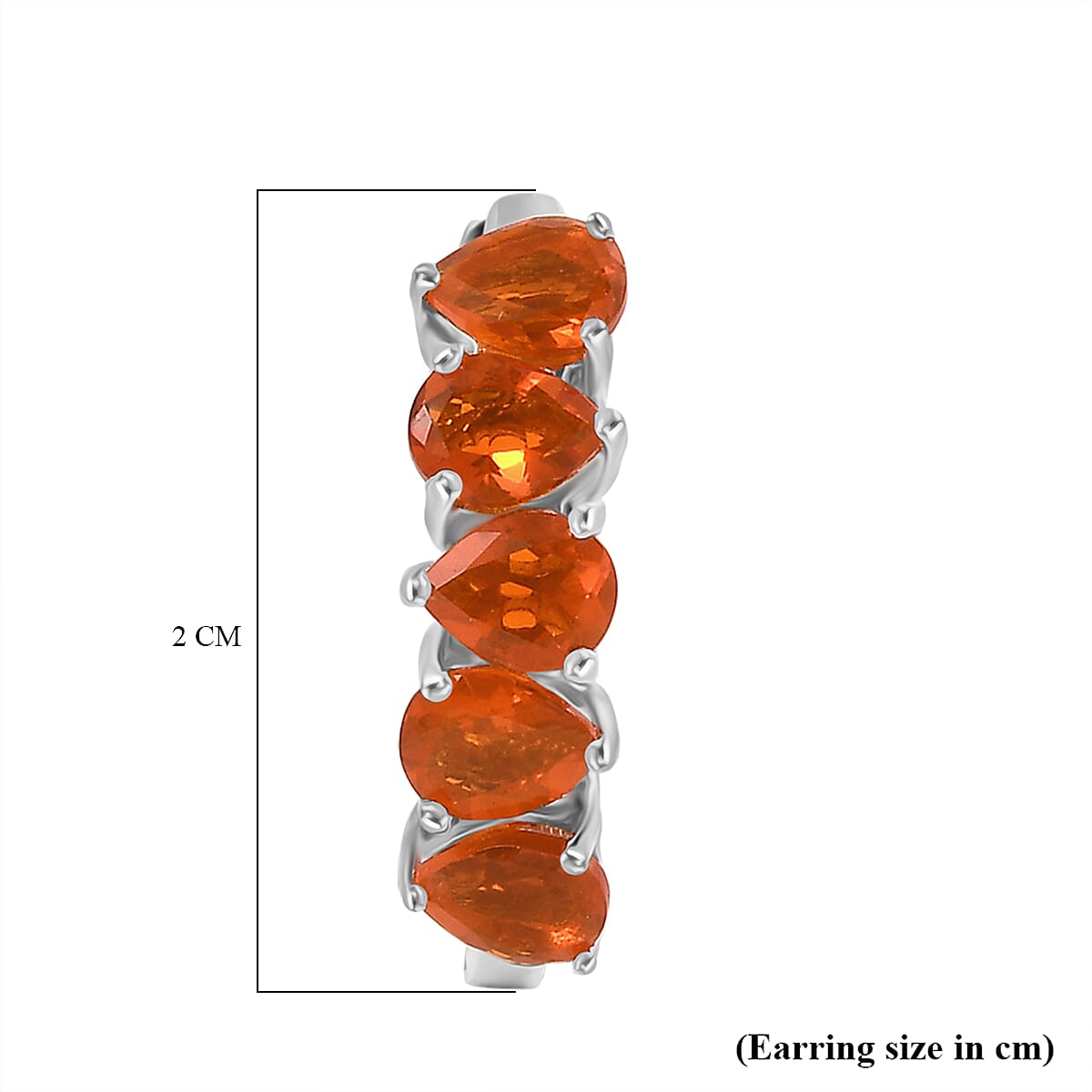 D'joy Fire Opal 5-Stone Hoop Earring in Rhodium Overlay Sterling Silver 2.16 Ct. 8238944 4