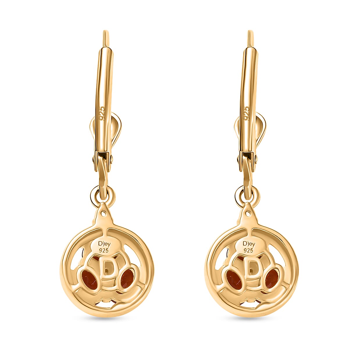 D'joy Fire Opal, White Zircon Cluster Earring with Lever Back in Yellow Gold Plated Sterling Silver 8238537 5
