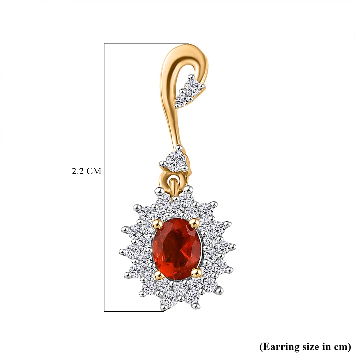 D'joy Fire Opal, White Zircon Double Halo Earring with Push Back in 18K Vermeil Yellow Gold Overlay Sterling Silver 1.22 Ct. 8238555 5