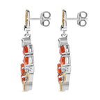 D'joy Fire Opal & White Zircon Earring with Push Back in Yellow Gold Plating & Rhodium Overlay Sterling Silver 2.76 Ct.