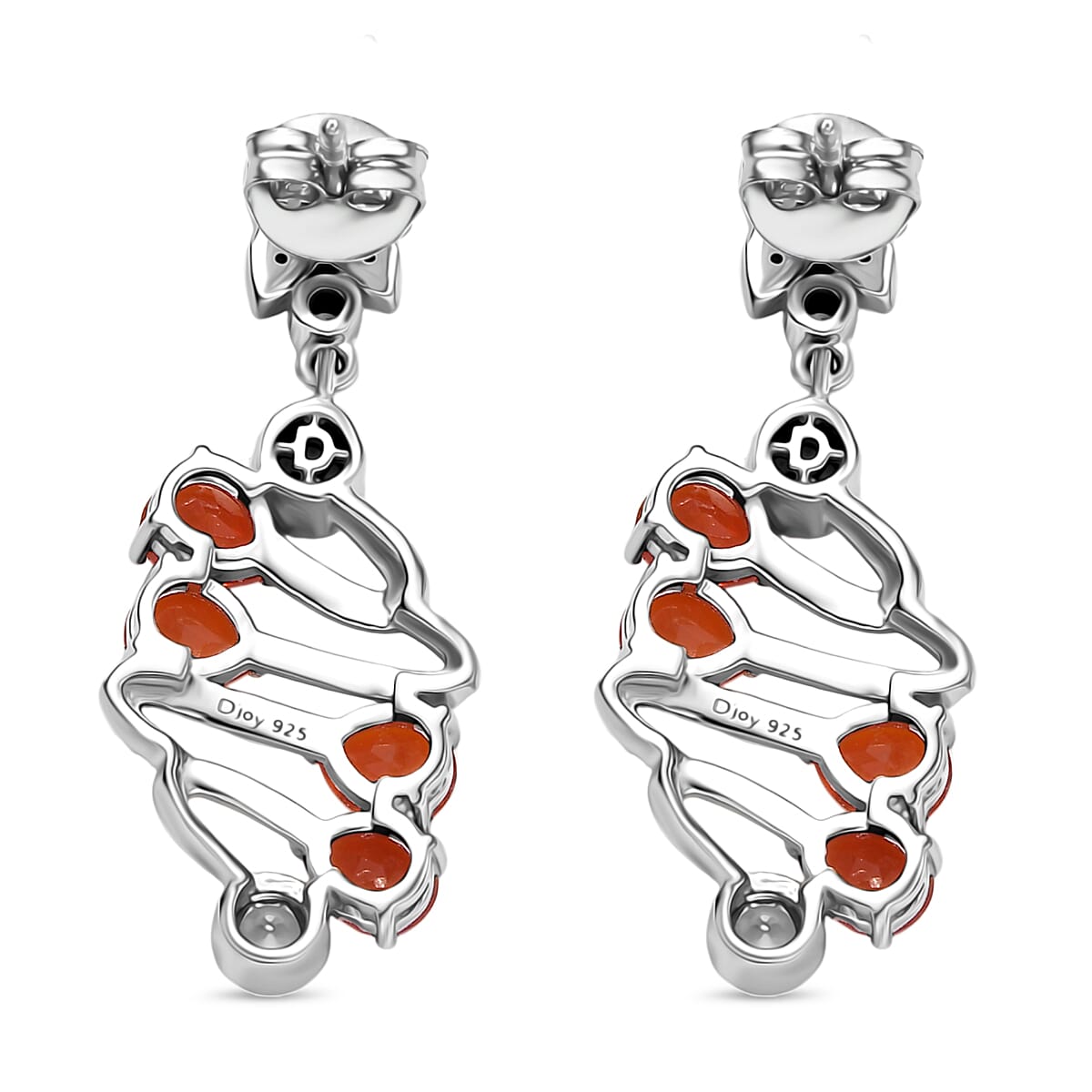 D'joy Fire Opal, White Zircon Tornado Butterfly Earring with Push Back in Yellow Gold and Platinum Overlay Sterling Silver 2.76 Ct. 8236138 4