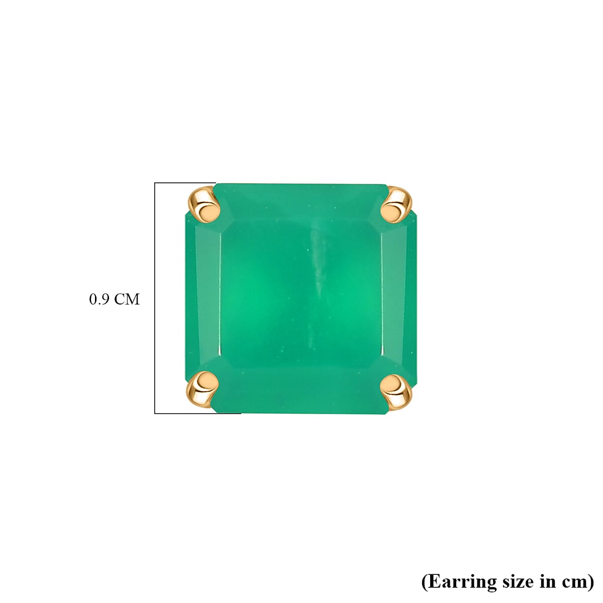 D'joy Green Onyx Solitaire Stud Push Post Earring in 14K Yellow Gold Plating Sterling Silver 4.43 Ct. 8187133 5