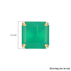 D'joy Green Onyx Solitaire Stud Push Post Earring in 14K Yellow Gold Plating Sterling Silver 4.43 Ct.