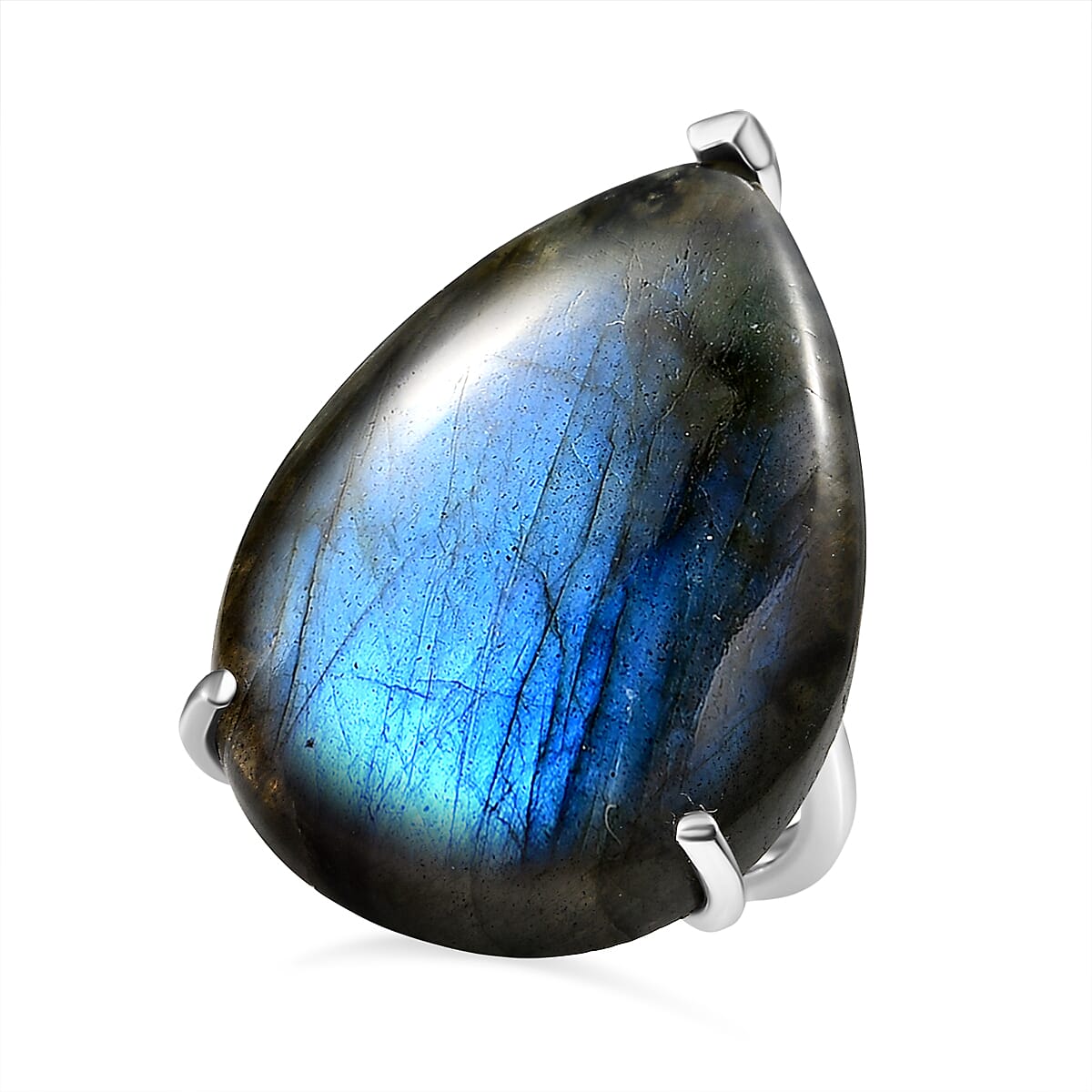 D'joy AAA Labradorite Solitaire Ring in Platinum Overlay Sterling Silver 35.43 Ct. 8184703 0