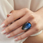 Djoy AAA Labradorite Solitaire Ring in Platinum Overlay Sterling Silver 35.43 Ct.