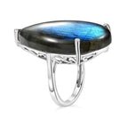 Djoy AAA Labradorite Solitaire Ring in Platinum Overlay Sterling Silver 35.43 Ct.