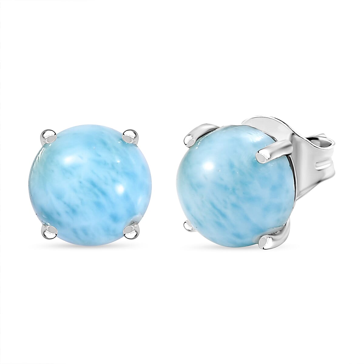 D'joy Larimar Push Post Earring in Rhodium Overlay Sterling Silver 3.42 Ct. 8195007 0