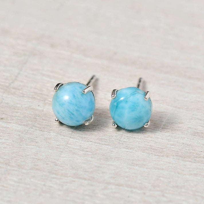 D'joy Larimar Push Post Earring in Rhodium Overlay Sterling Silver 3.42 Ct. 8195007 2