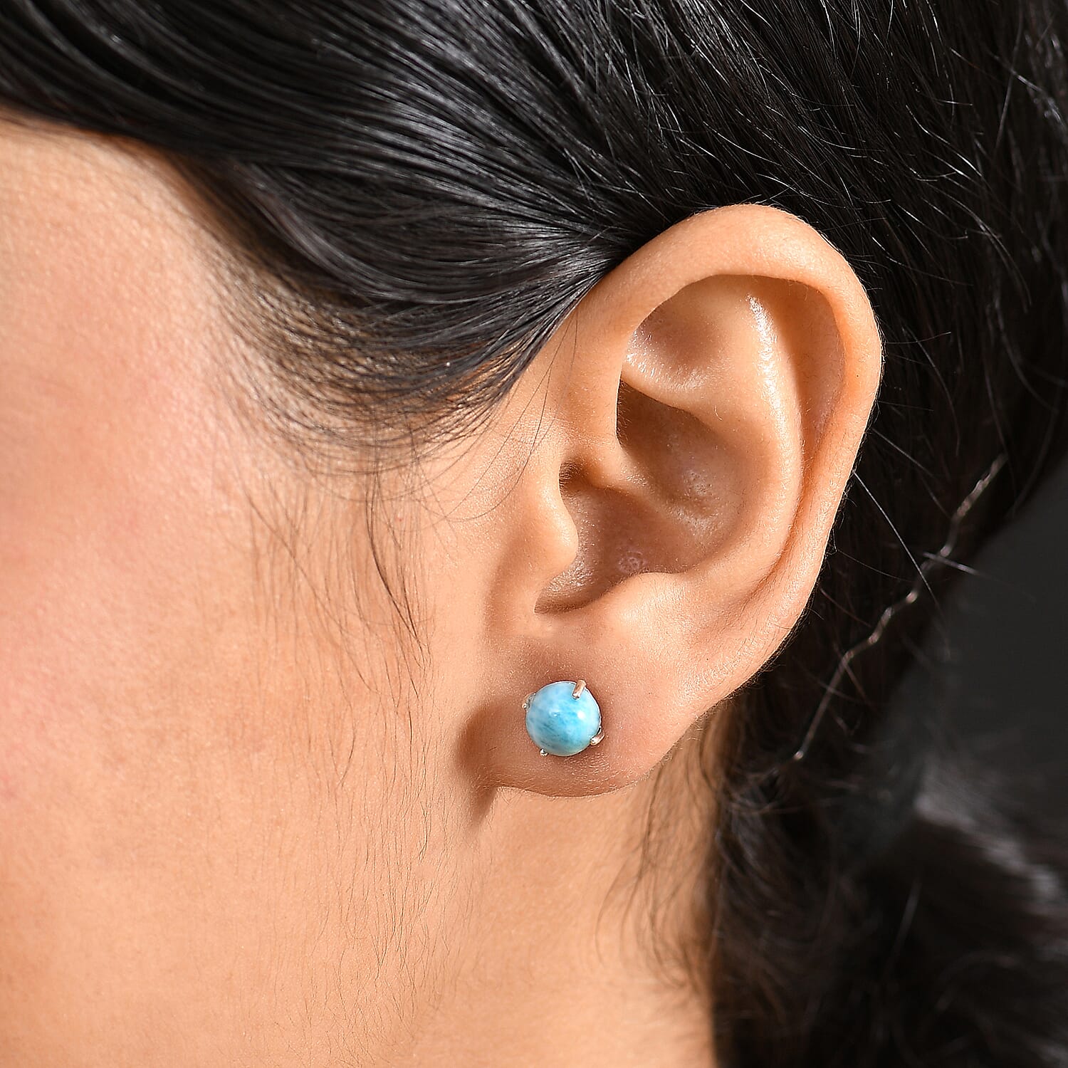 D'joy Larimar Push Post Earring in Rhodium Overlay Sterling Silver 3.42 Ct. 8195007 3