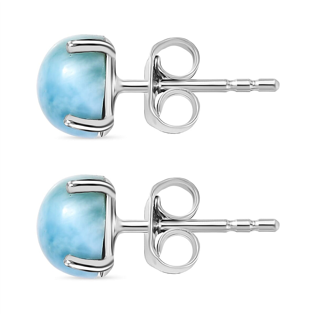 D'joy Larimar Push Post Earring in Rhodium Overlay Sterling Silver 3.42 Ct.