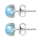 D'joy Larimar Push Post Earring in Rhodium Overlay Sterling Silver 3.42 Ct.
