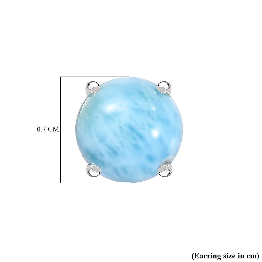 D'joy Larimar Push Post Earring in Rhodium Overlay Sterling Silver 3.42 Ct.
