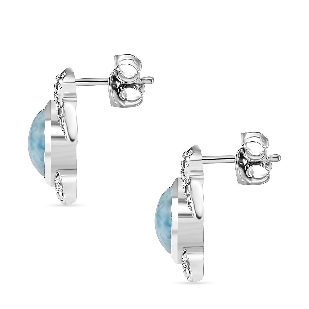 D'joy Larimar Turtle Earring in Rhodium Overlay Sterling Silver 2.82 Ct. 8194982 4