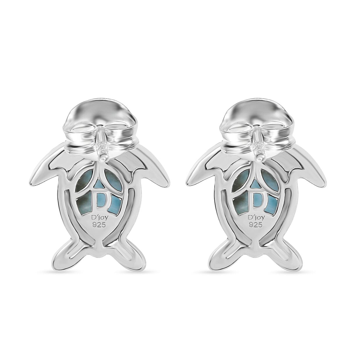 D'joy Larimar Turtle Earring in Rhodium Overlay Sterling Silver 2.82 Ct. 8194982 5