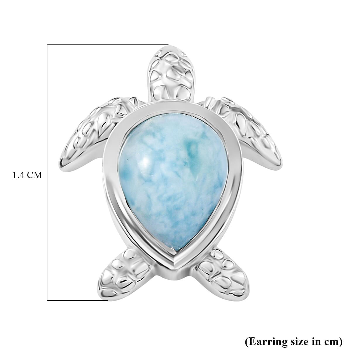 D'joy Larimar Turtle Earring in Rhodium Overlay Sterling Silver 2.82 Ct. 8194982 6