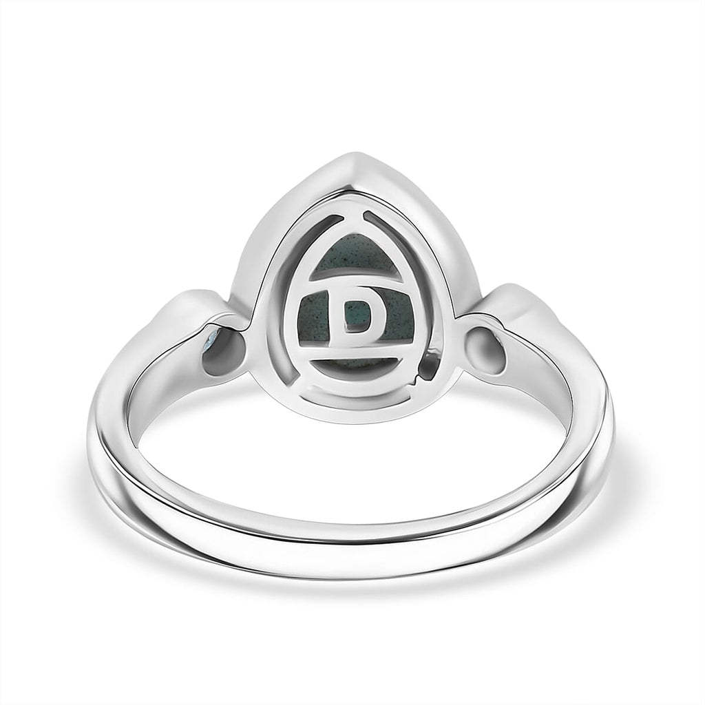 D'joy Larimar & Skyblue Topaz Ocean & Sky Ring in Rhodium Overlay Sterling Silver 2.39 Ct.