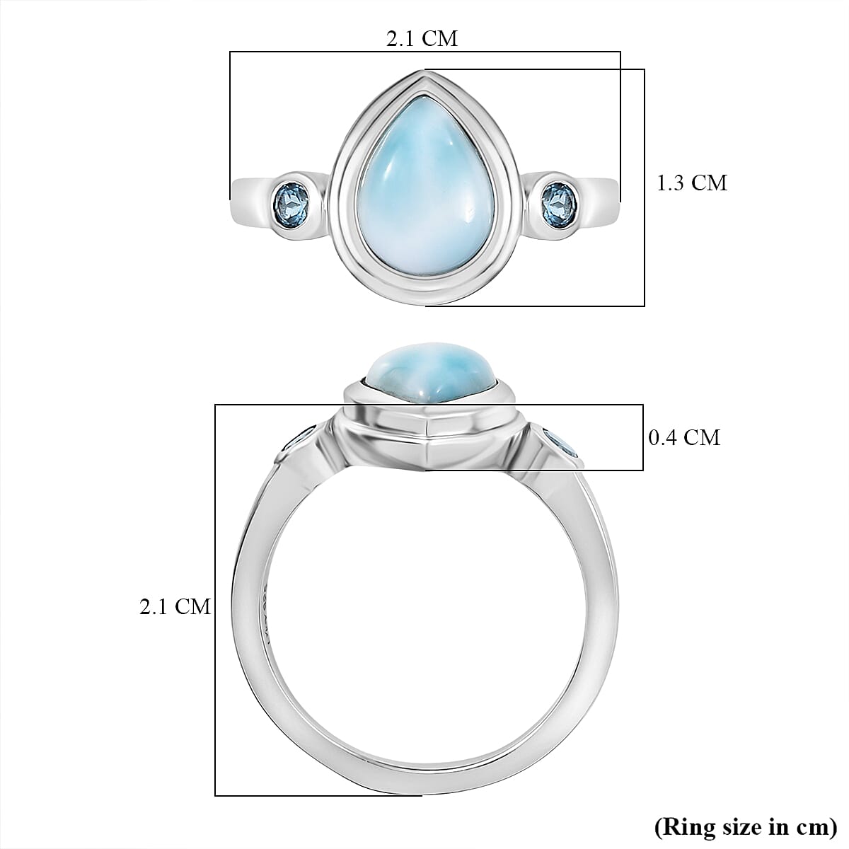D'joy Larimar and Sky blue Topaz Ocean and Sky Ring in Rhodium Overlay Sterling Silver 2.39 Ct. 8199537 6
