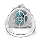 D'joy Larimar Solitaire Rolling Tides Ring in Rhodium Overlay Sterling Silver 11.02 Ct, Silver Wt. 6.29 Gms.