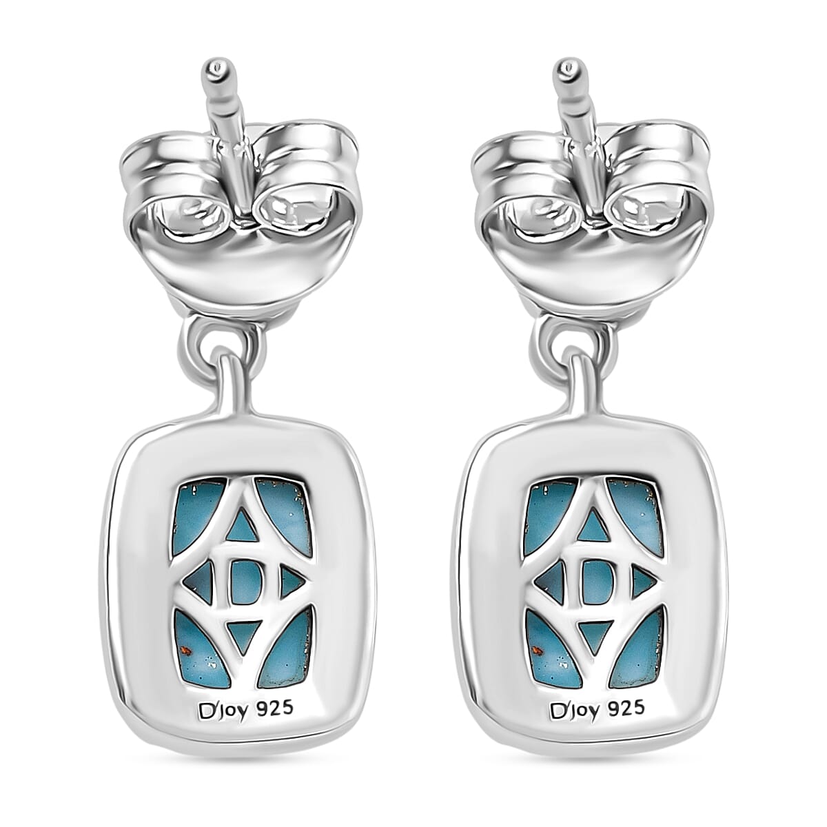 D'joy Larimar Solitaire Stud Push Post Rippling Waters Earring in Rhodium Overlay Sterling Silver 3.24 Ct. 8195119 6