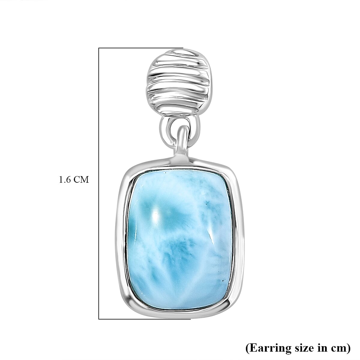 D'joy Larimar Solitaire Stud Push Post Rippling Waters Earring in Rhodium Overlay Sterling Silver 3.24 Ct. 8195119 7