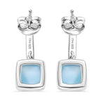 D'joy Larimar Solitaire Stud Push Post Earring in Rhodium Overlay Sterling Silver 4.15 Ct.