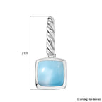 D'joy Larimar Solitaire Stud Push Post Earring in Rhodium Overlay Sterling Silver 4.15 Ct.