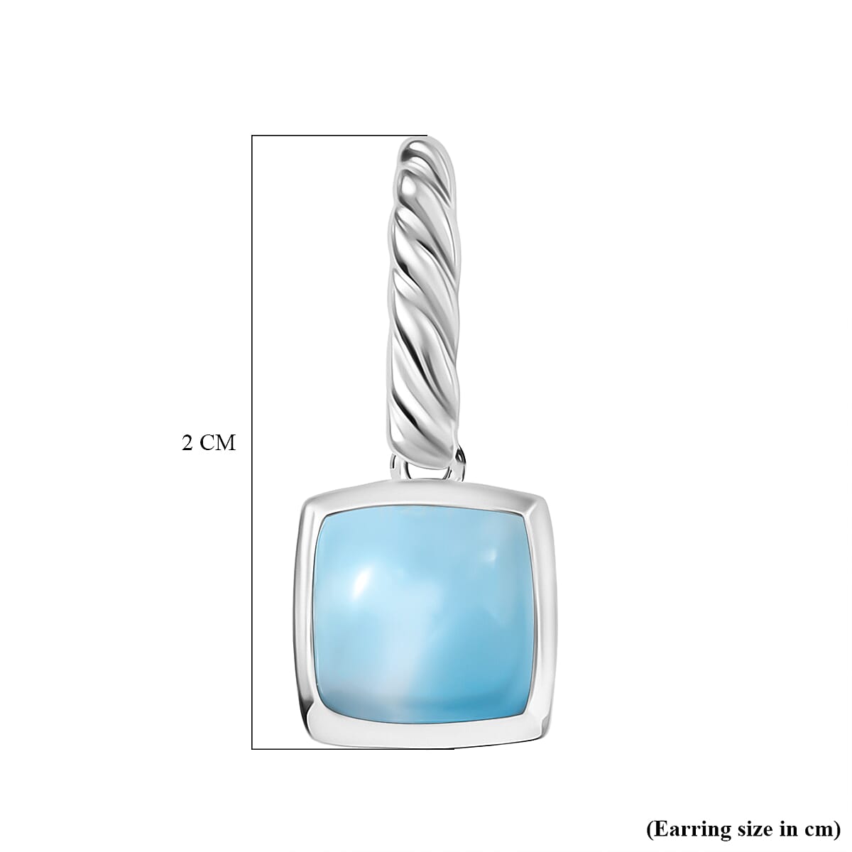 D'joy Larimar Solitaire Stud Push Post Earring in Rhodium Overlay Sterling Silver 4.15 Ct. 8195164 6