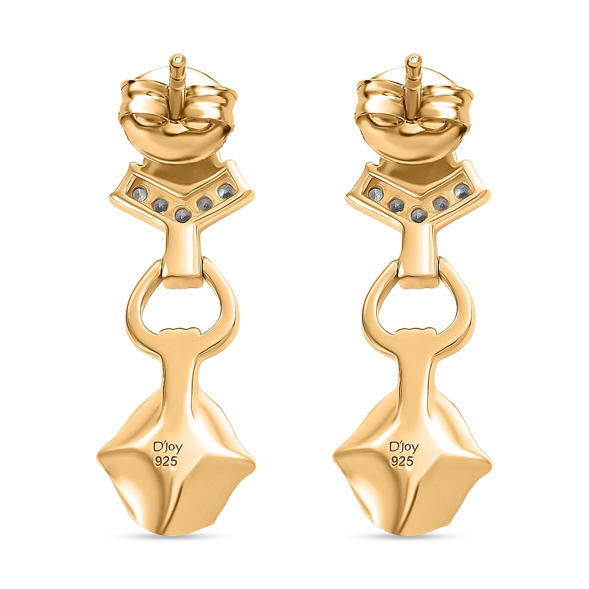 D'joy Sleeping Beauty Turquoise, Natural Chrome Diopside andamp; White Zircon Earring with Push Back in Yellow Gold Plated Sterling Silver 1.32 Ct. 8230078 5