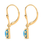 D'joy Sleeping Beauty Turquoise Solitaire Stud Earring with Lever Back in Yellow Gold Plating Sterling Silver 1.74 Ct.