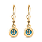 D'joy Sleeping Beauty Turquoise Solitaire Stud Earring with Lever Back in Yellow Gold Plating Sterling Silver 1.74 Ct.