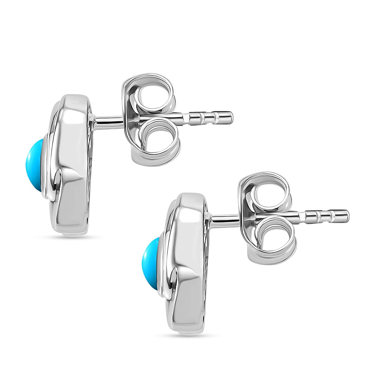 D'joy Sleeping Beauty Turquoise Solitaire Stud Push Post Earring in Platinum Overlay Sterling Silver 0.55 Ct. 8228056 4