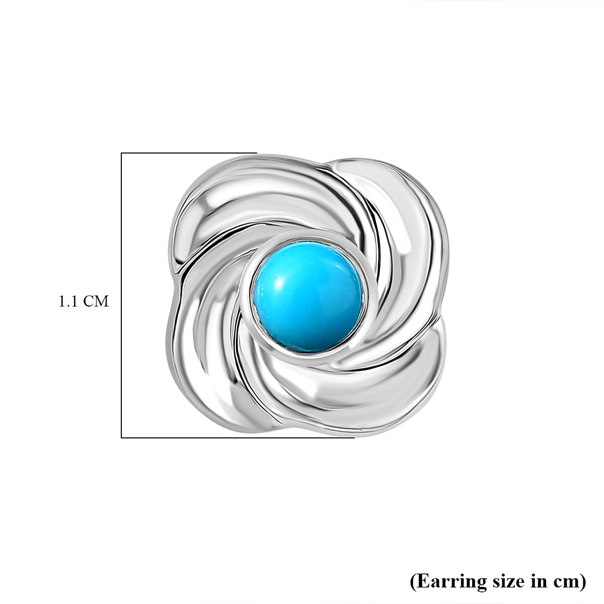 D'joy Sleeping Beauty Turquoise Solitaire Stud Push Post Earring in Platinum Overlay Sterling Silver 0.55 Ct. 8228056 5