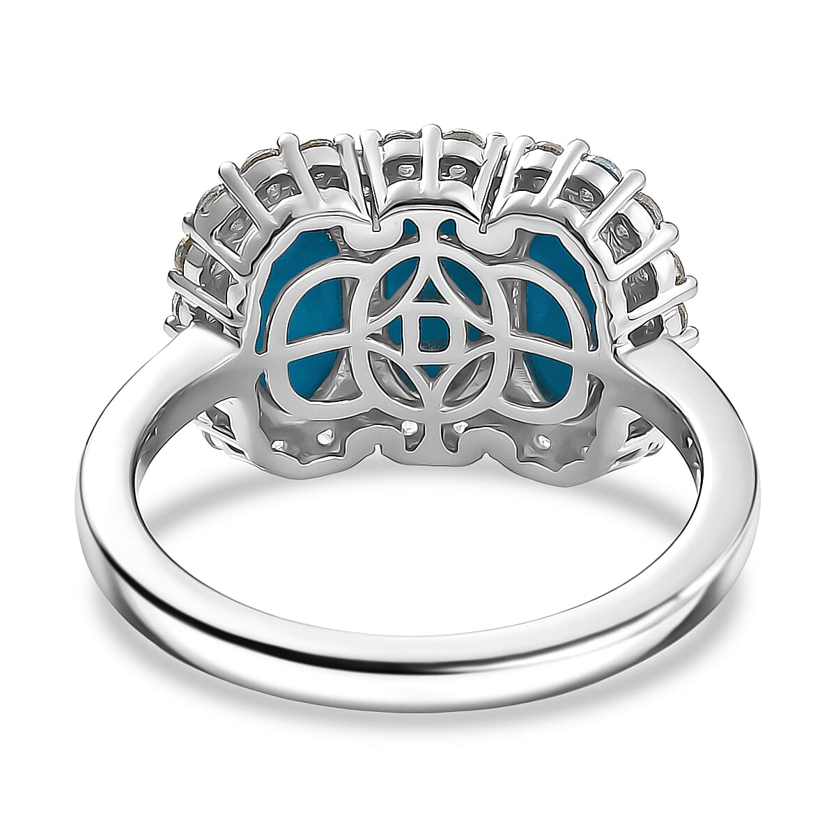 D'joy Sleeping Beauty Turquoise &amp; White Zircon Ring in Rhodium Overlay Sterling Silver 2.31 Ct. 8227414 5